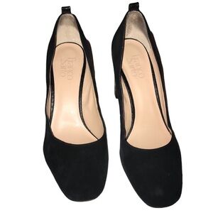 Franco Sarto Snake Embossed Suede Black Pump 8.5